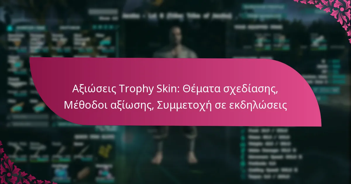 Αξιώσεις Trophy Skin: Θέματα σχεδίασης, Μέθοδοι αξίωσης, Συμμετοχή σε εκδηλώσεις