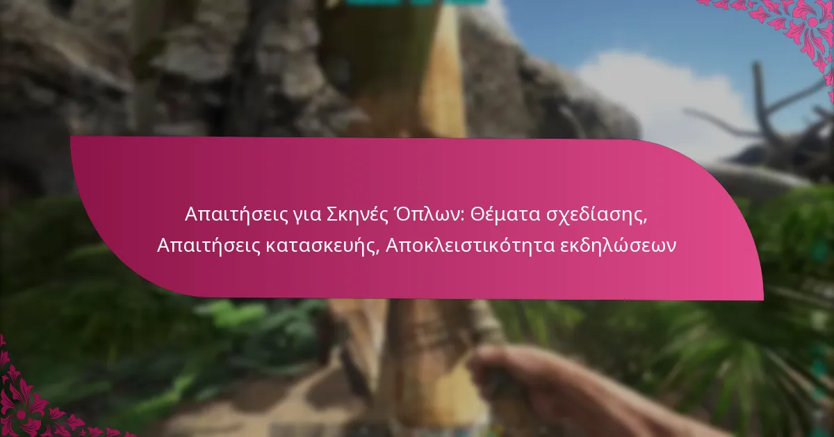Απαιτήσεις για Σκηνές Όπλων: Θέματα σχεδίασης, Απαιτήσεις κατασκευής, Αποκλειστικότητα εκδηλώσεων