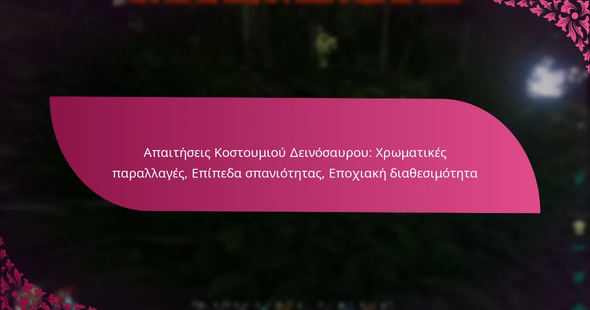 Απαιτήσεις Κοστουμιού Δεινόσαυρου: Χρωματικές παραλλαγές, Επίπεδα σπανιότητας, Εποχιακή διαθεσιμότητα