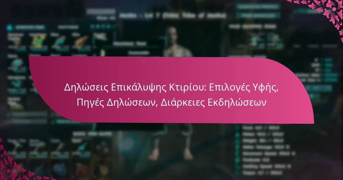 Δηλώσεις Επικάλυψης Κτιρίου: Επιλογές Υφής, Πηγές Δηλώσεων, Διάρκειες Εκδηλώσεων